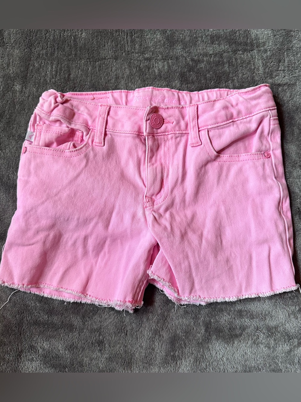 Tommy Bahama Girls Size 10 Pink Solid Denim Cut-Off Shorts Button Closure